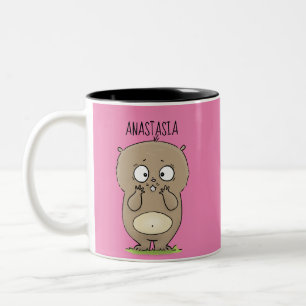 Caneca De Café Em Dois Tons O adorável e adorável desenho do hamster