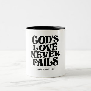 Caneca De Café Em Dois Tons O amor de Deus é eterno - Lamentações 3:22, cristã