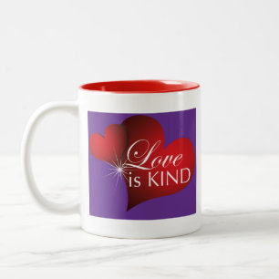 Caneca De Café Em Dois Tons O Amor É Um Tipo De Coração Vermelho Roxo, Duas To