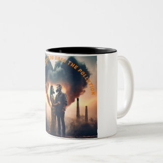 Caneca De Café Em Dois Tons O Amor Flutua, Mas A Poluição Também