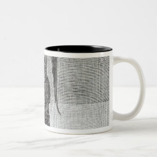 Caneca De Café Em Dois Tons O anjo, guardarando as chaves do inferno