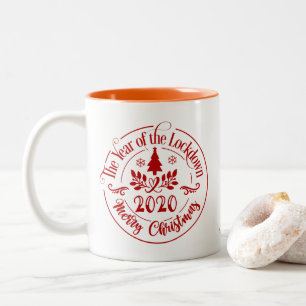 Caneca De Café Em Dois Tons O Ano do Bloqueio 2020 Feliz Natal Divertido