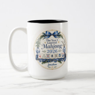Caneca De Café Em Dois Tons O Ano em que Aprendi Mahjong Caneca de Natal