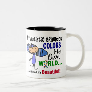 Caneca De Café Em Dois Tons O autismo COLORE SEU PRÓPRIO neto do MUNDO