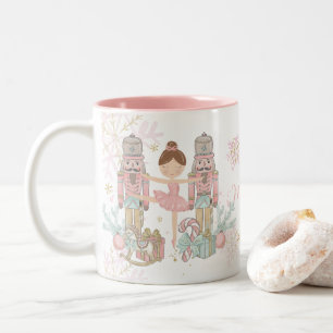 Caneca De Café Em Dois Tons O Balé Putcracker Pastel Blush Pink Natal