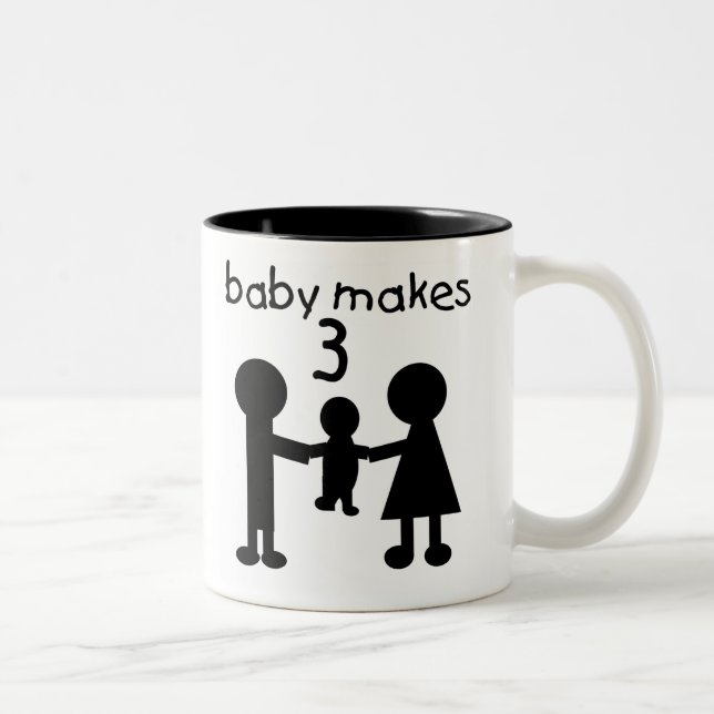 Caneca De Café Em Dois Tons O bebê faz 3 (Direita)