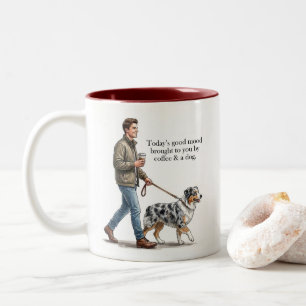 Caneca De Café Em Dois Tons O Bom Humor de Hoje é Café & um Aussie Blue Merle
