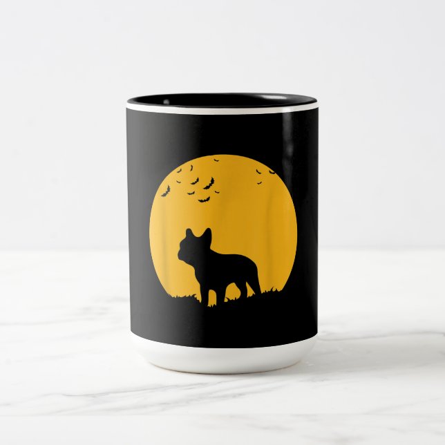 Caneca De Café Em Dois Tons O Buldogue francês Moon Halloween inspirou Design (Centro)