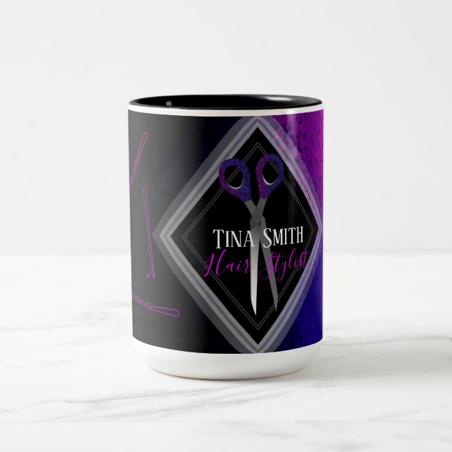 Caneca De Café Em Dois Tons O cabeleireiro na moda scissor o design (Centro)