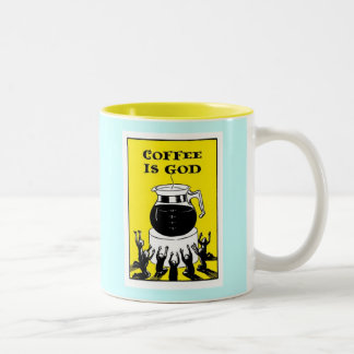 Caneca De Café Em Dois Tons O café é deus