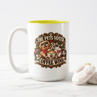 Caneca De Café Em Dois Tons O Café Venceu, Os Pets Votaram Ganha Amante de Pet