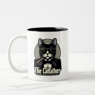 Caneca De Café Em Dois Tons O Catpai: Don Purr-leone da Máfia Felina