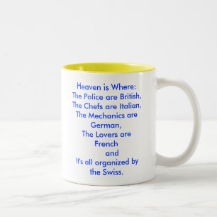 Caneca De Café Em Dois Tons O céu é onde: A polícia é britânica, o cozinh