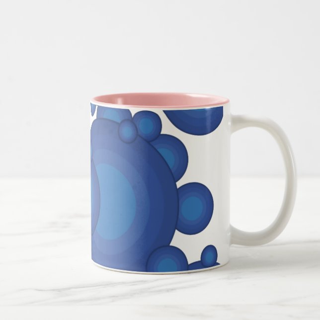 Caneca De Café Em Dois Tons O círculo de estilo do ano azul dos anos 70 (Direita)