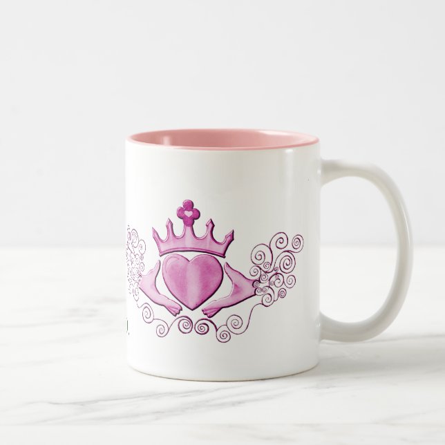 Caneca De Café Em Dois Tons O Claddagh (Rosa) (Direita)