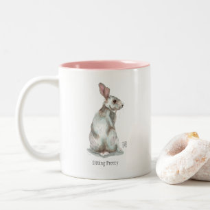 Caneca De Café Em Dois Tons O coelho "bonito" de assento dois tonificou a