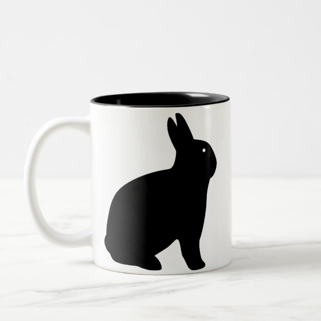 CANECA DE CAFÉ EM DOIS TONS O COELHO PRETO (Esquerda)