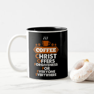 Caneca De Café Em Dois Tons O Cristo De Café Oferece Perdão Para Todos