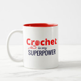 Caneca De Café Em Dois Tons O Crochet é minha superpotência no vermelho