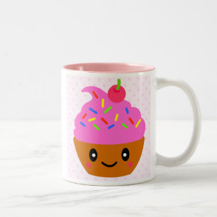 Caneca De Café Em Dois Tons o cupcake, açúcar endurece a cereja