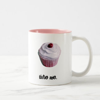 Caneca De Café Em Dois Tons o cupcake, morde-me