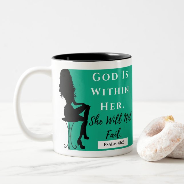 Caneca De Café Em Dois Tons O deus está dentro de sua cerceta da (Com Donut)