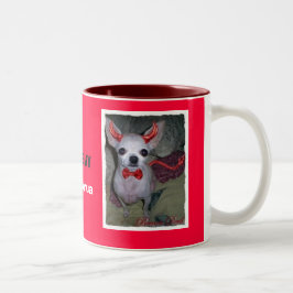 Caneca De Café Em Dois Tons O diabo pequeno da mamã (chihuahua)