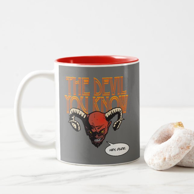 Caneca De Café Em Dois Tons O Diabo Que Conheces Cinza BG (Com Donut)