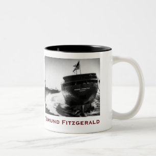 Caneca De Café Em Dois Tons O Edmund Fitzgerald com Nomes da Tripulação