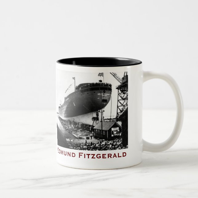 Caneca De Café Em Dois Tons O Edmund Fitzgerald com Nomes da Tripulação (Direita)