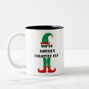 Caneca De Café Em Dois Tons O Elfo Favorito da Enfermeira Papai Noel Enfermeir