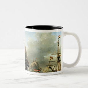 Caneca De Café Em Dois Tons O embarque de Ruyter e de William de Witt