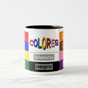 Caneca De Café Em Dois Tons o espanhol colore a prática do vocabulário
