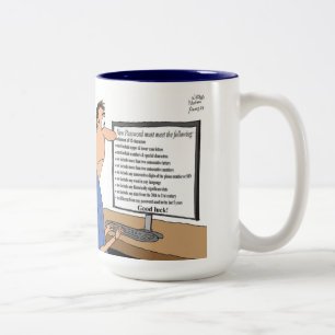 Caneca De Café Em Dois Tons O esperto em segurança toma a caneca do trabalho