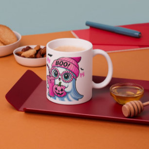Caneca De Café Em Dois Tons O Fantasma Mais Cérebro na Cidade do Dia das Bruxa