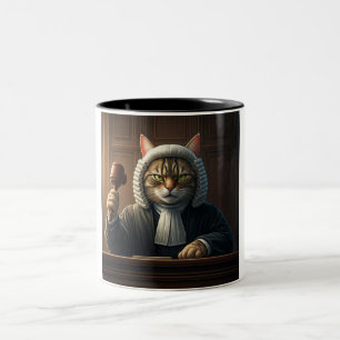 Caneca De Café Em Dois Tons O Felino Juiz Coffee Mug
