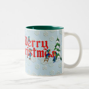 Caneca De Café Em Dois Tons O FELIZ NATAL COLOCA por SHARON SHARPE