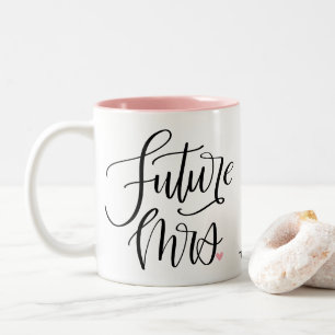 Caneca De Café Em Dois Tons O Futuro Rosa Personalizado da Senhora Caligrafia