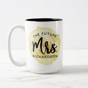 Caneca De Café Em Dois Tons O Futuro Senhora Watercolor Floral Mug