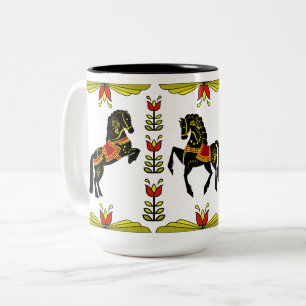 Caneca De Café Em Dois Tons O garanhão preto do povo frísio/frísio escolheu
