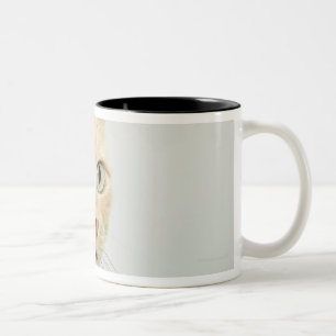 Caneca De Café Em Dois Tons O gato com olhos abre largamente