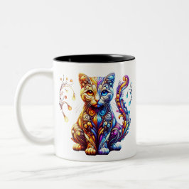 Caneca De Café Em Dois Tons O Gato de Brilho Vibrante