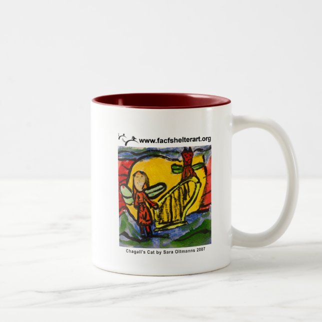 Caneca De Café Em Dois Tons O gato de Chagall (Direita)