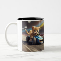 O gato dirige um carro de corrida azul 2024