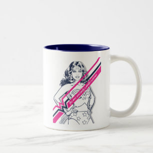 Caneca De Café Em Dois Tons O Gráfico Retroativo De Uma Única Mulher Maravil