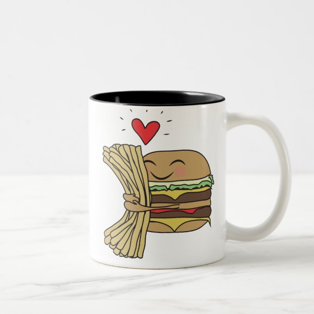 Caneca De Café Em Dois Tons O hamburguer ama fritadas (Direita)