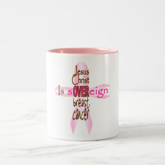 Caneca De Café Em Dois Tons O Jesus Cristo é soberano sobre o cancro da mama