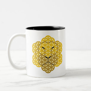 Caneca De Café Em Dois Tons O Leão da Vida - Homem Alfa- 02, Animais Sagrados.