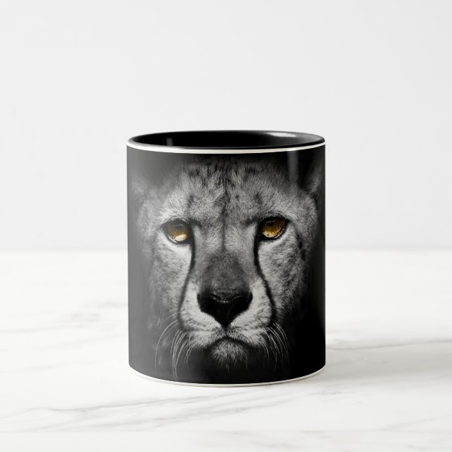 Caneca De Café Em Dois Tons O Leopardo, preto e branco, atordoante (Centro)
