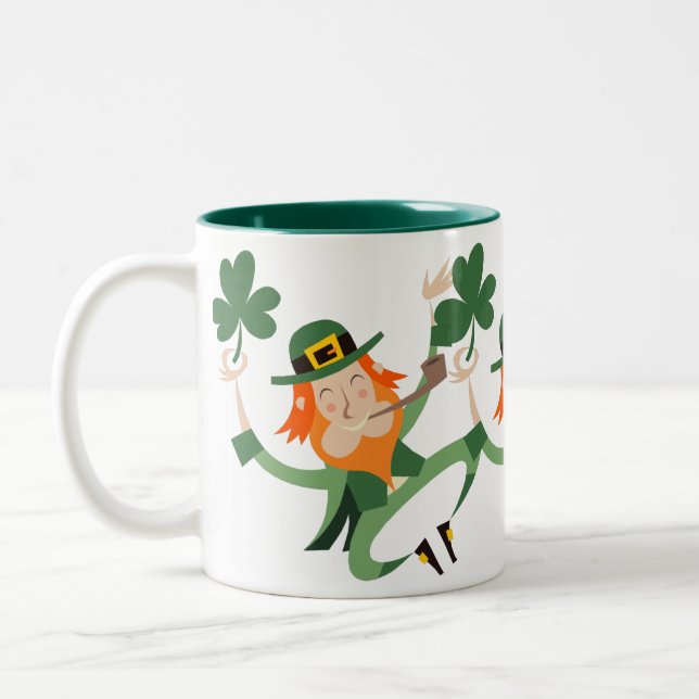 Caneca De Café Em Dois Tons O Leprechaun da dança (Esquerda)